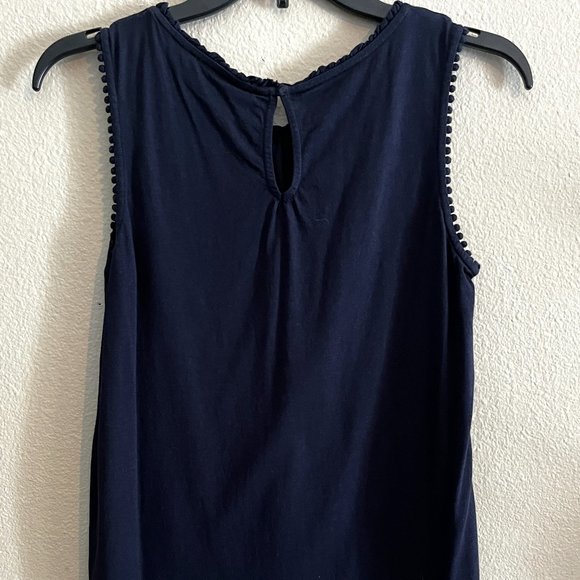 Boden Navy Blue Top with Pom Pom Trim - Picture 5 of 8